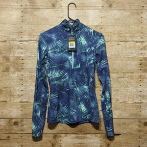 NIKE Pro Warm 1/4 Zip Blue & Green Pullover NWT